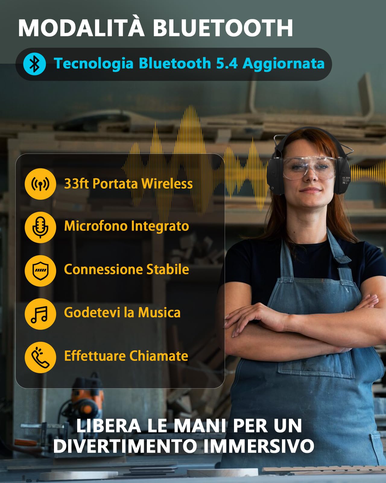 PROHEAR Cuffie Poligono Elettroniche Tiro Sostituibile Cuscinetti Orecchie, SNR 27dB Riduzione del Rumore Regolabile, Protezione dell'Udito de Caccia Amplificate Suono, Bluetooth