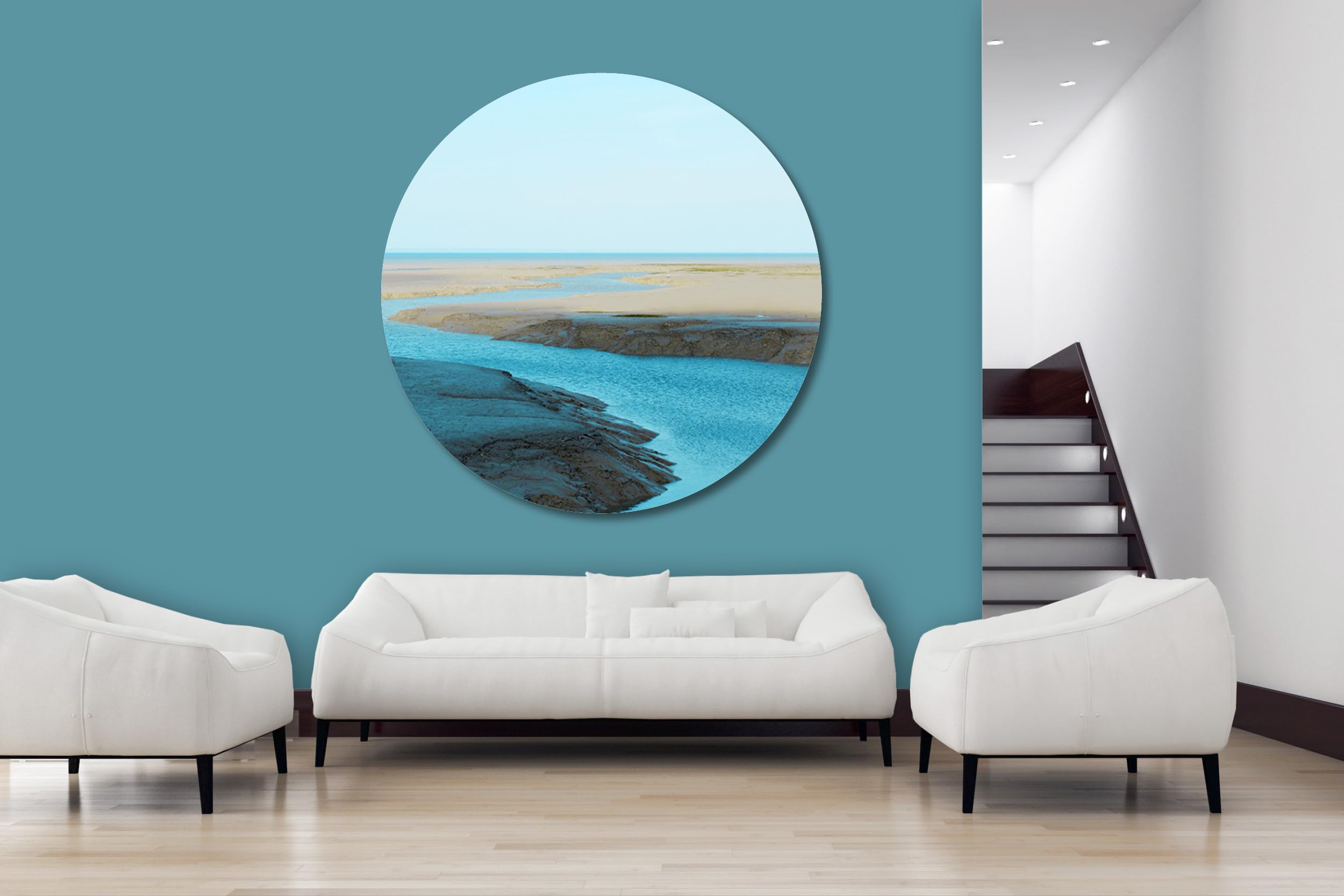 Glücksvilla Quadro Murale Sfaccettatura Marina – Stampa Su Vetro Acrilico 5 Mm O Tela, 80x60 Cm, Colori Turchese E Sabbia (Made In Germany)