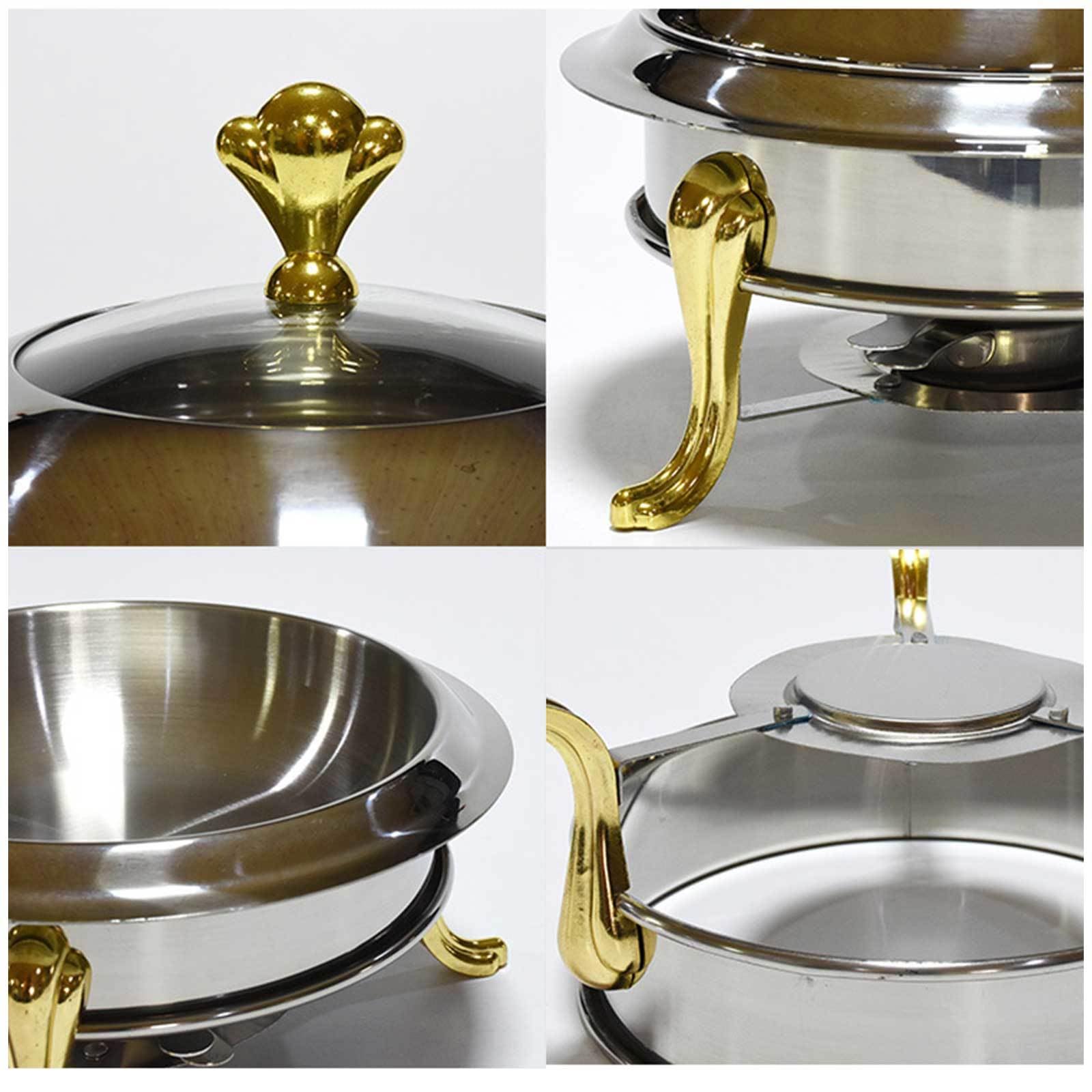 Juego de platos de roce, calentadores de buffet de acero inoxidable para fiestas y reuniones, diseño redondo para servir alimentos de manera eficiente