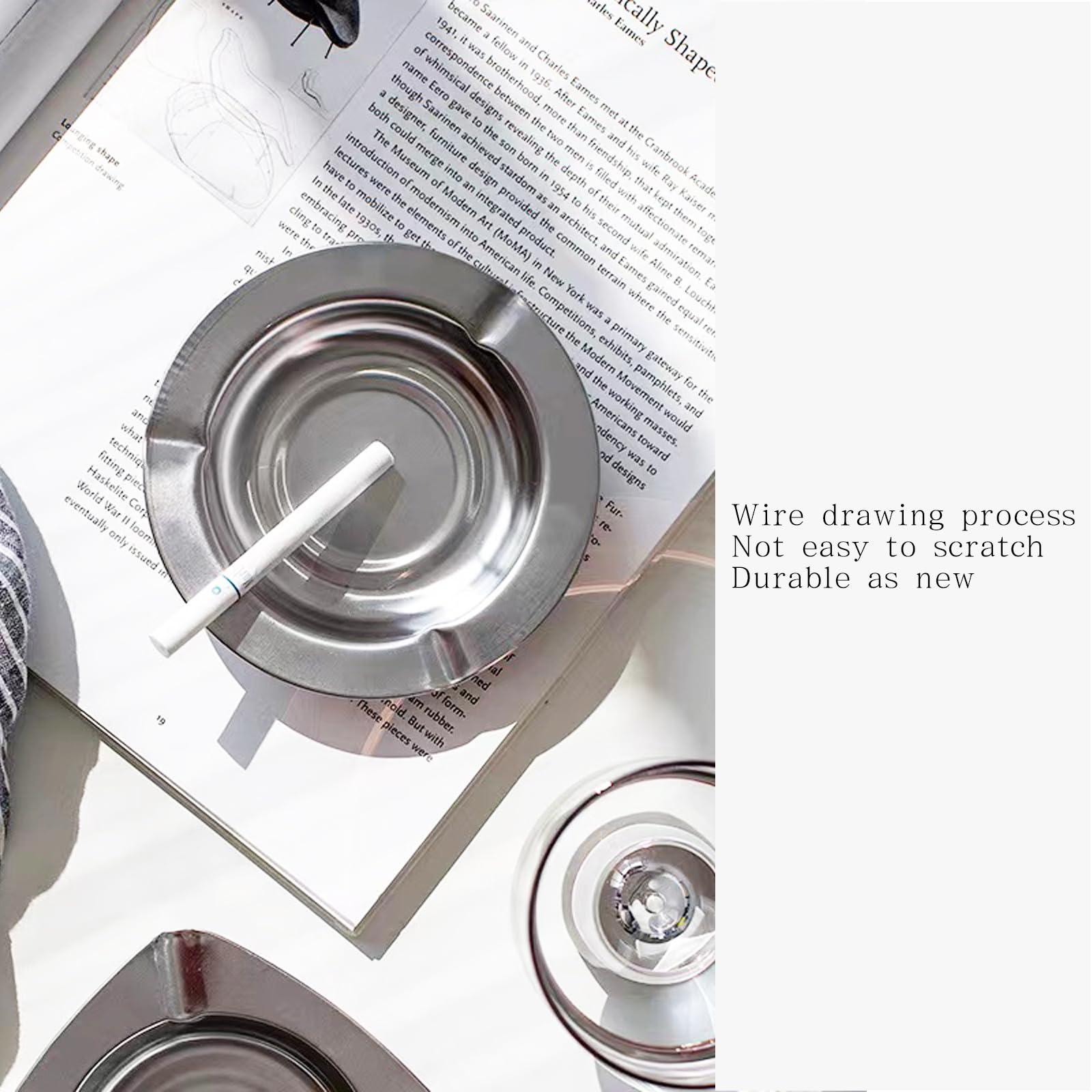 20-pack Stainless Ashtrays,Ash Trays for Smokers,Ashtray for Patio,Disposable Ashtrays for Party,Cigar Ashtray for Men(Rounded,Silver,4.72