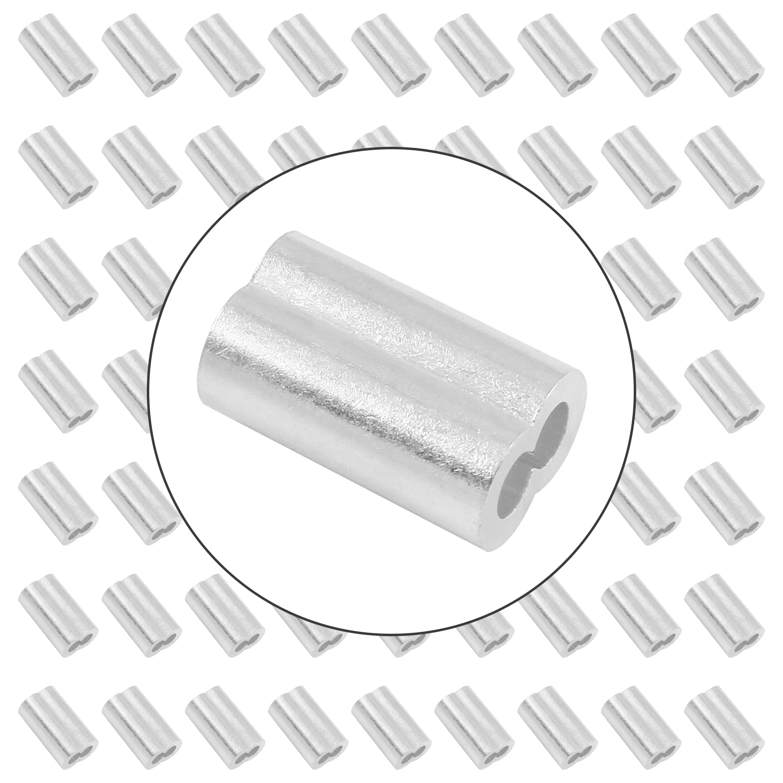 Auvotuis 200Pcs Aluminum Crimping Loop Sleeve, 3/64 Inch (1.2mm) Wire Rope Sleeve for Wire Rope and Cable