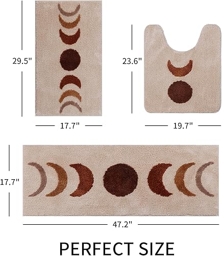 Miniatura 10 de Alfombras de baño bohemias antideslizantes de fases lunares, alfombra de baño de microfibra bohemia, lavable, alfombra bohemia para bañera, ducha,