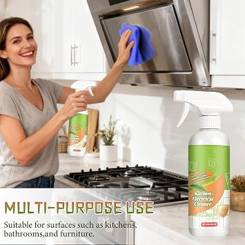 Electrolyzed Ion Kitchen Cleaner Spray,Fly Cleanse Natural Formula to Household Appliances,Kitchen Appliance Cleaner,For Hold,Oven,Stove,Range Hood (2PCS-120ml)
