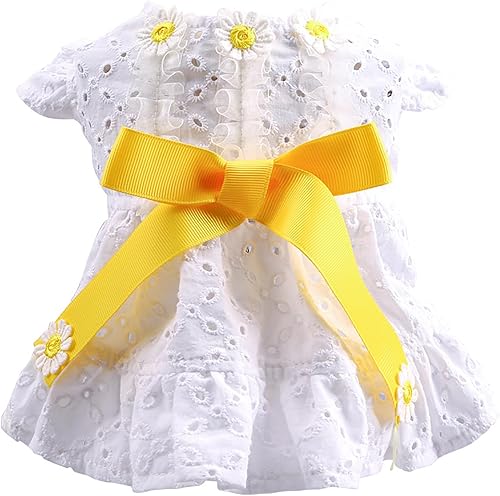 Lindo vestido de princesa para perro, ropa de verano para mascotas para perros pequeños, elegante lazo con lazo, vestido de verano para cachorros,