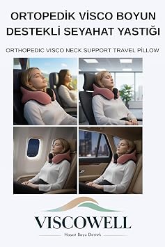 Ortopedik Boyun Yastığı Visco Boyun Destekli Seyahat Boyun Yastığı Araba Ev Uçak Taşınabilir