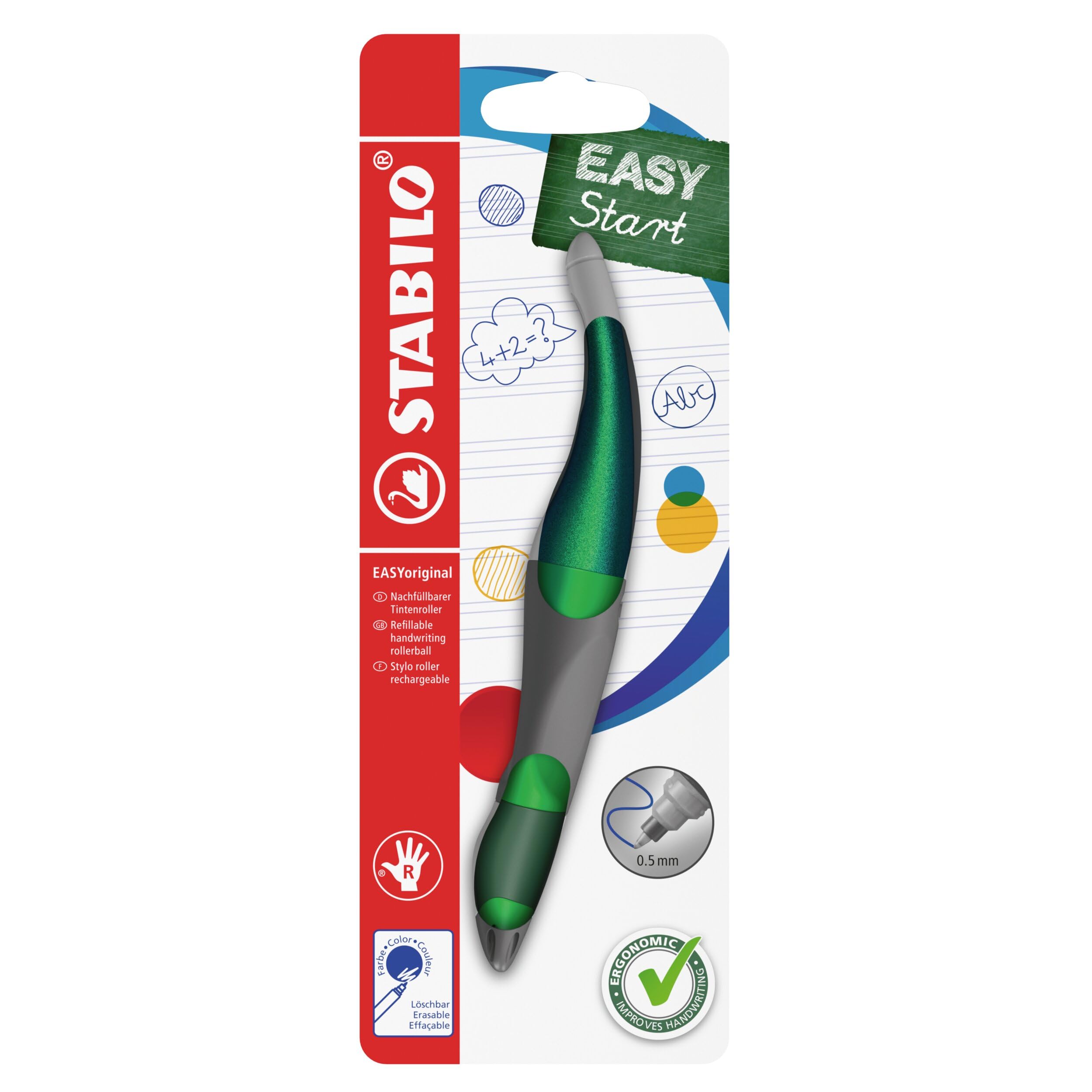 STABILO EASYoriginal Holograph - Ergonomic Rollerball - Right-Handed - Pack of 1 - Green