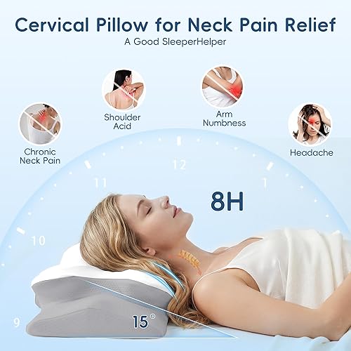Miniatura 3 de Almohada cervical para soporte de cuello y hombro, almohada ergonómica de contorno para aliviar el dolor, almohada ortopédica de espuma