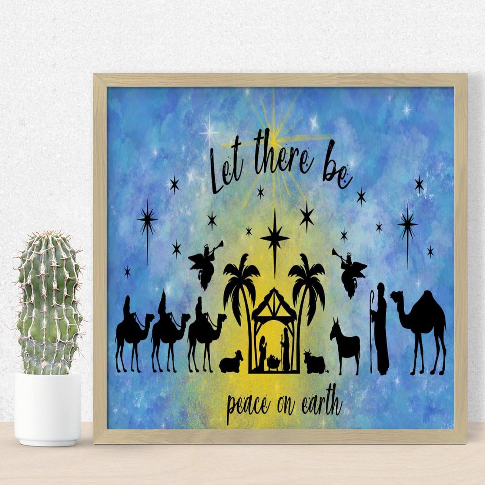 Panneau mural de ferme Merry Christmas 30x30 cm décor chrétien
