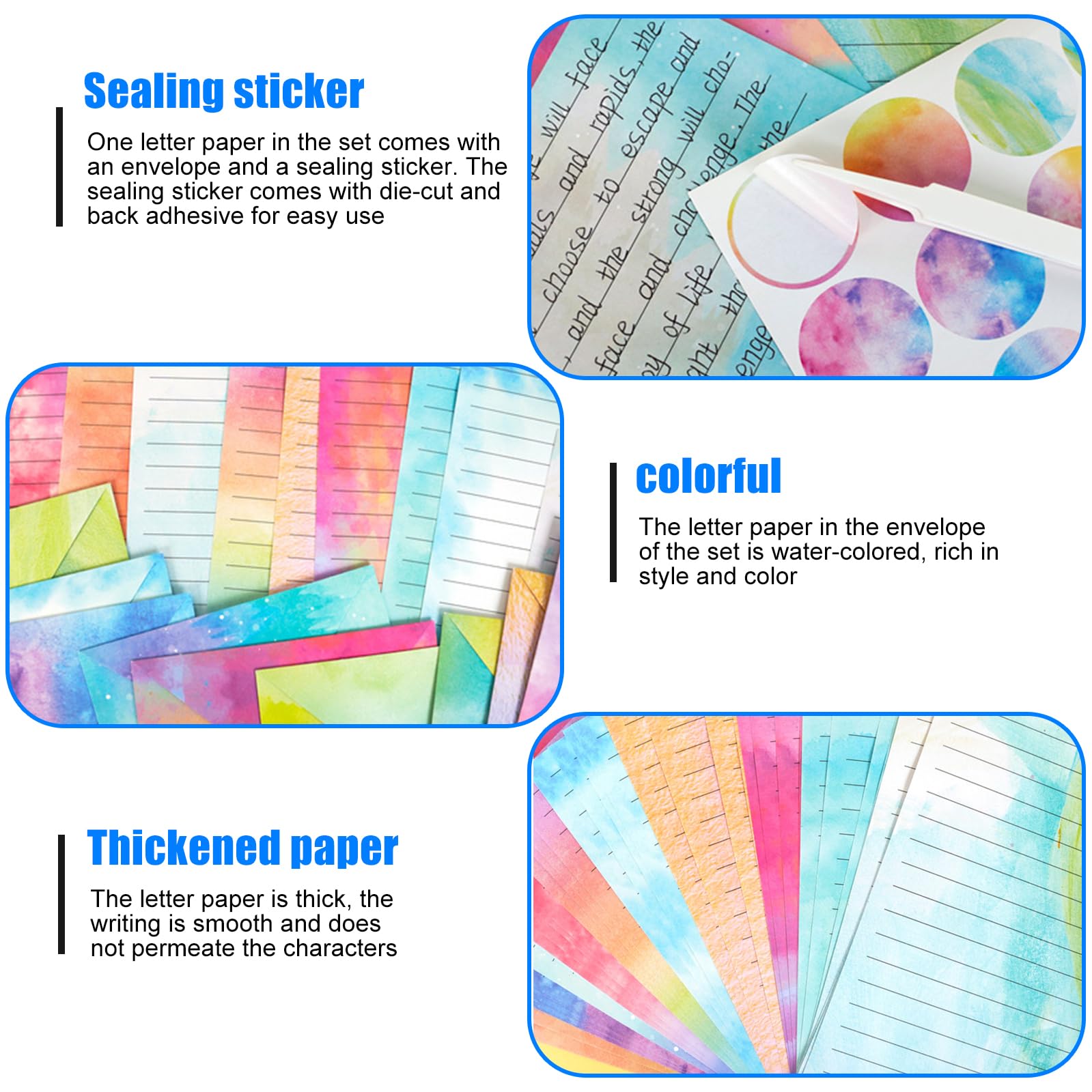 Papier à Lettres Dégradé Aquarelle - 160 Pièces Avec Enveloppes Assorties Et Autocollants | Kit D'écriture Créative Pour Filles Et Cadeau Artistique - 9