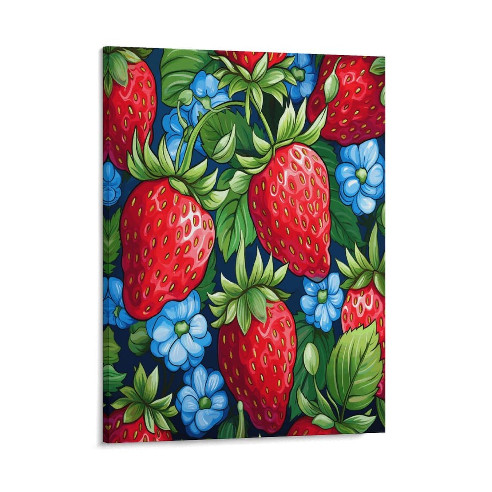 Adfgyerh Style Strawberry Pattern Wall Art Framed,Canvas Prints Ready To Hang Home Decor,Canvas Wall Art For Living Room Hallway Office Wall Decor 08X10inch(20X25cm)