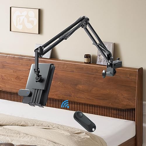 Miniatura 8 de Soporte para tablet para lectura Kindle en la cama con girador de páginas remoto, fácil de ajustar, manos libres, soporte de brazo perezoso para