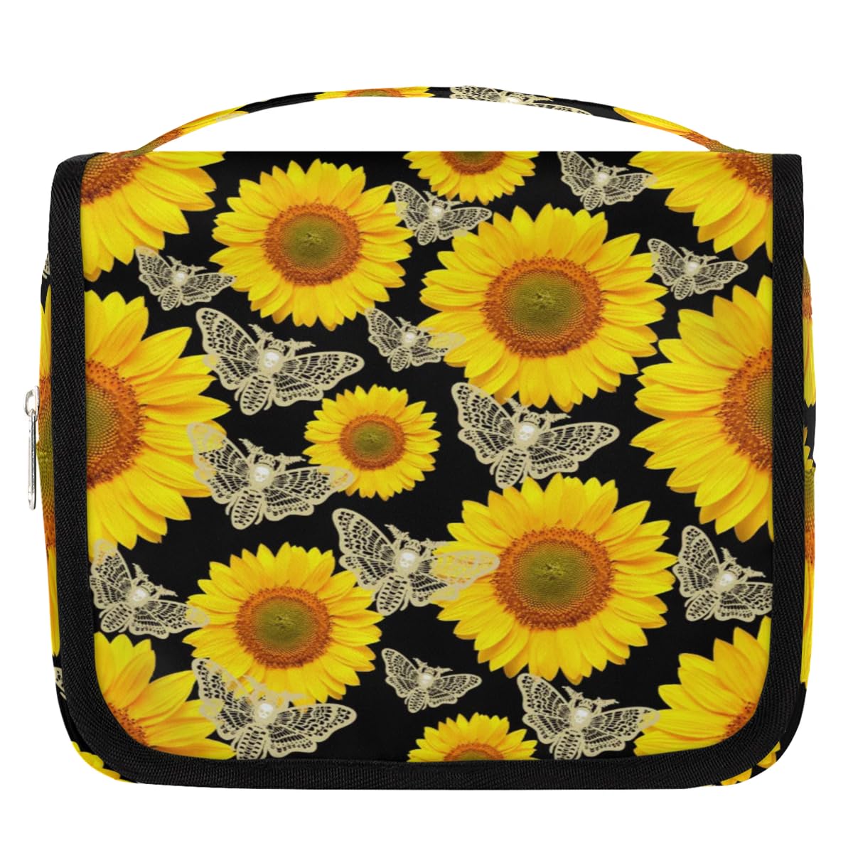 Eizlang Sunflower Makeup Bag Hanging Toiletry Bag Travel Makeup Bag for Women Men Waterproof Cosmetic Bag Organizer