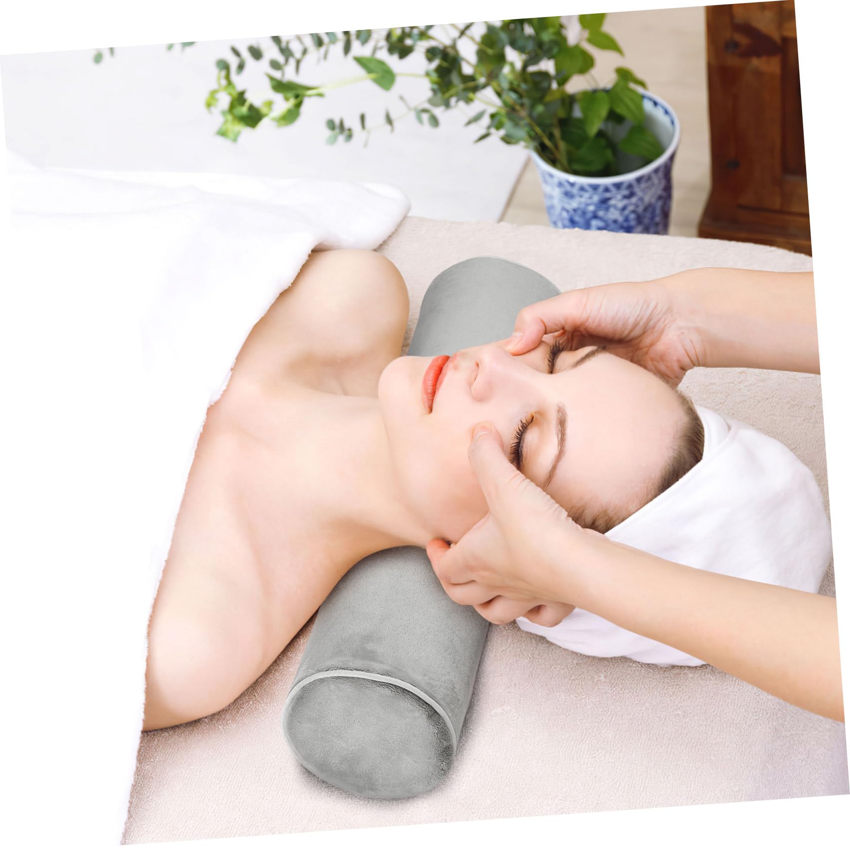 Almohada Cervical Ergonómica Cilíndrica 11X40 CM Soporte para Piernas y Espalda, Fabricada en Algodón Viscoelástico, para Dormir y Viajes