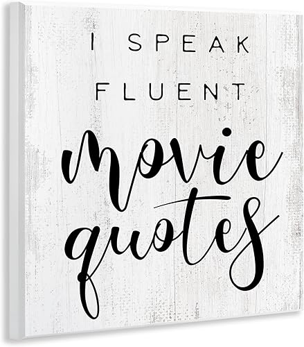 Miniatura 3 de Stupell Industries Dije rústico con frase en inglés "I Speak Fluent Movie Quotes Phrase Rustic Charm, diseñado por Daphne Polselli Art, 12 x 12,