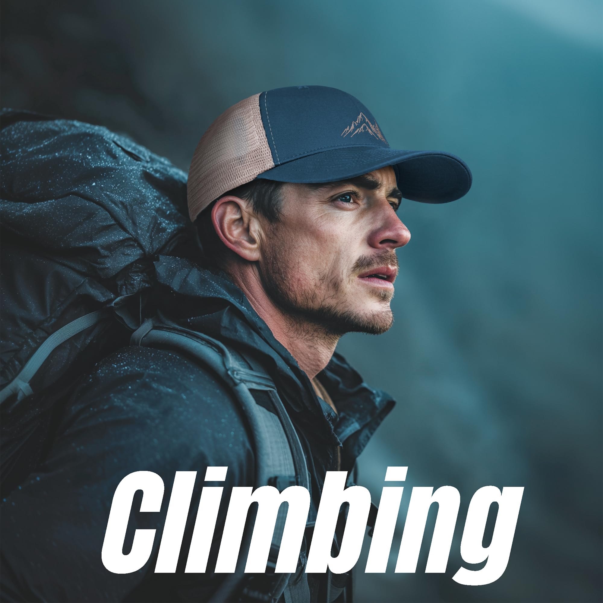 Mountain & Tree - Gorra de camionero para hombre y mujer, gorra de béisbol bordada para senderismo y camping