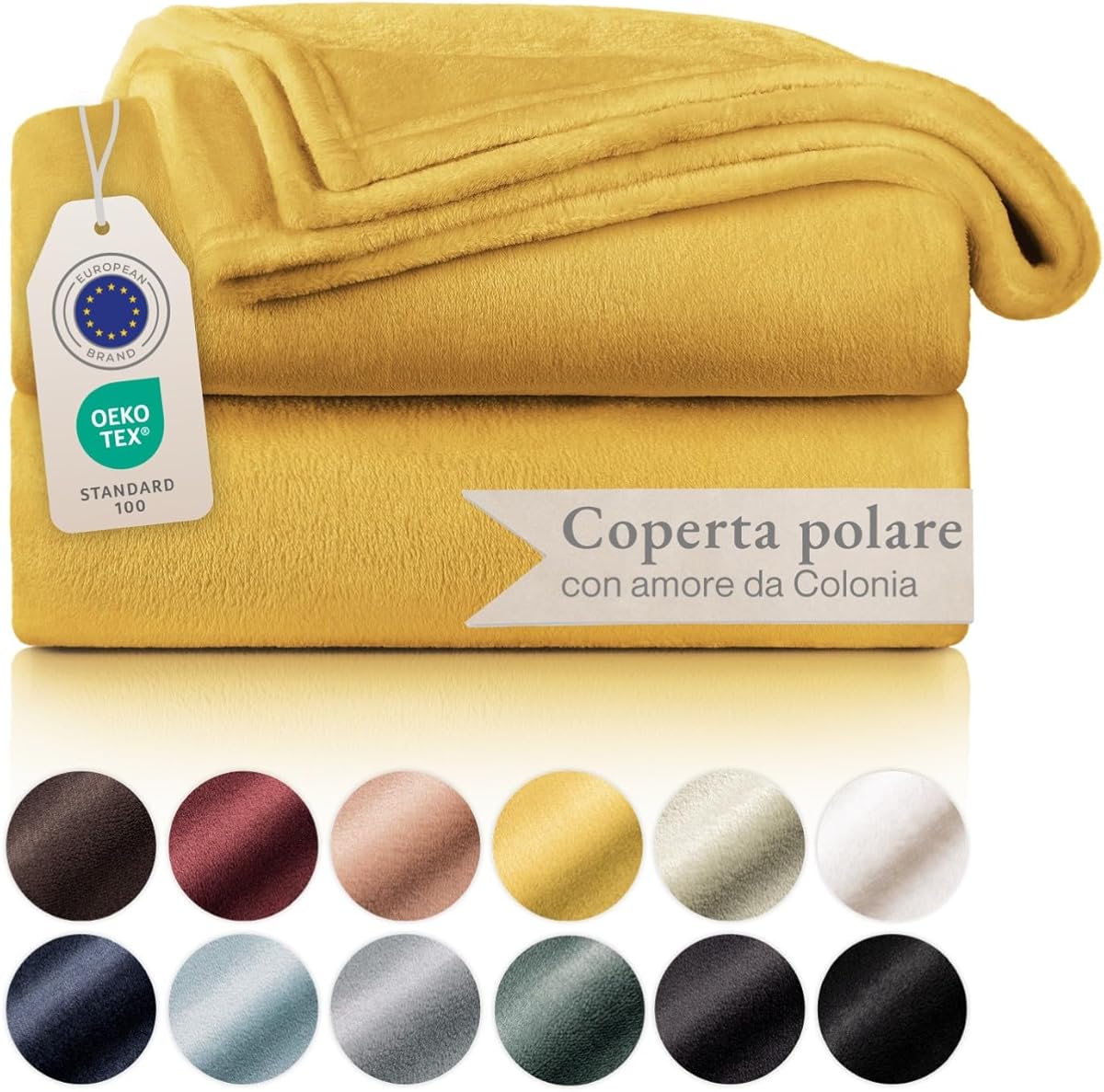 Blumtal Coperta Pile 150x200cm - Coperta Plaid divano super morbida - Coperta Divano certificata OKEO-Tex - winter blanket - in ocra