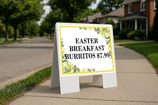 Easter Breakfast Burritos $7.99 Spring Flowers Citrus Eucalyptus A-Frame Double Sided 23x23 in. sign