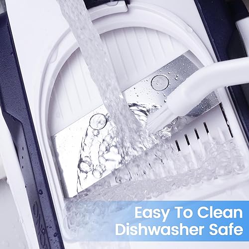 Miniatura 7 de 5 en 1 Cortadora de mandolina para cocina y picadora de verduras segura y rebanadora de mandolina ajustable, no se puede quitar, la mandolina puede