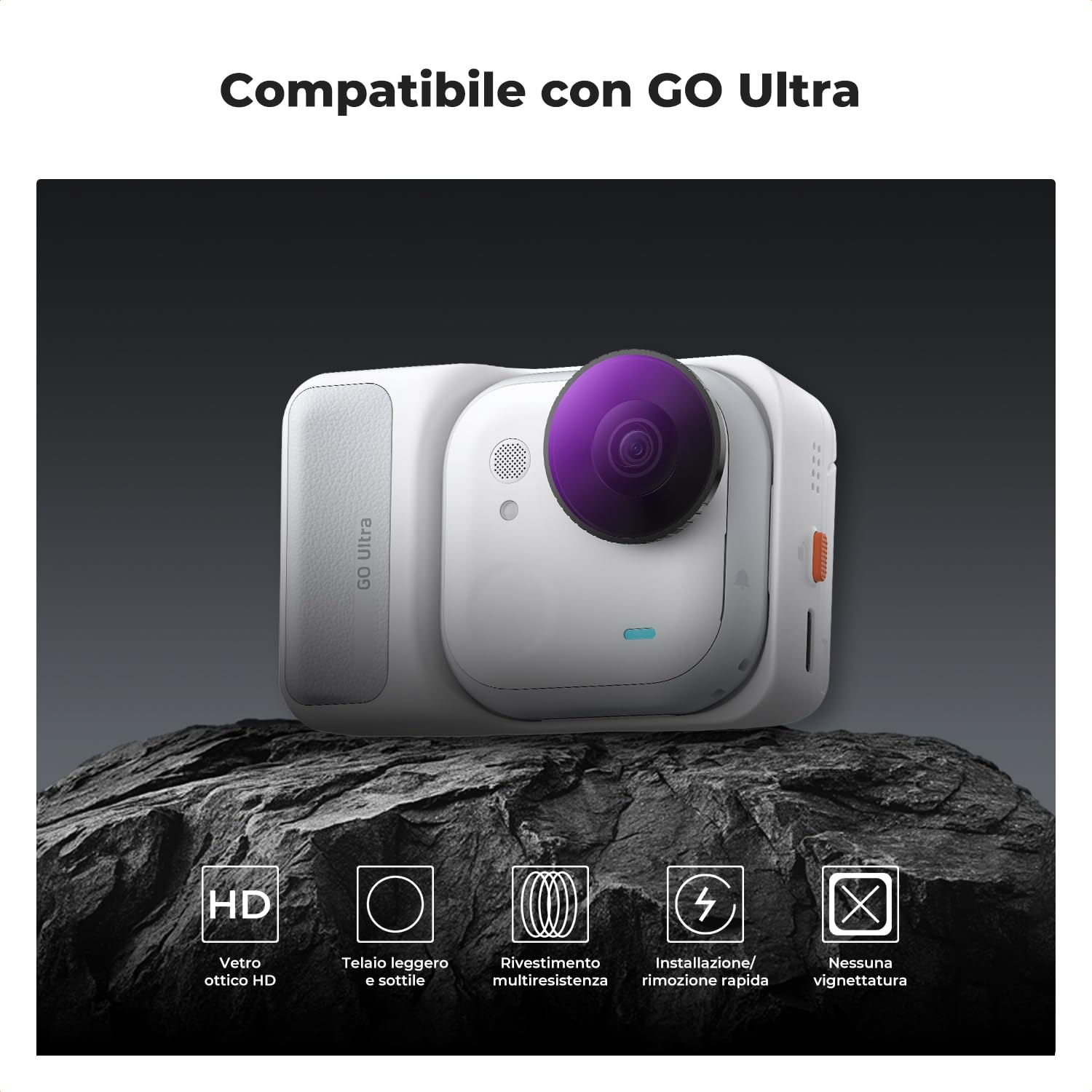 K&F CONCEPT Kit Filtri Compatibile con Insta360 Go Ultra, 4 Unità Filtro Polarizzatore CPL e Densità Neutrale ND8/ND16/ND32, con Rivestimento Multi-strato e Cornice in Lega di Alluminio
