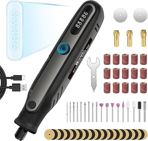 HARDELL Mini herramienta giratoria inalámbrica de 4 V, kit de herramientas rotativas de 5 velocidades con 86 accesorios, herramienta giratoria