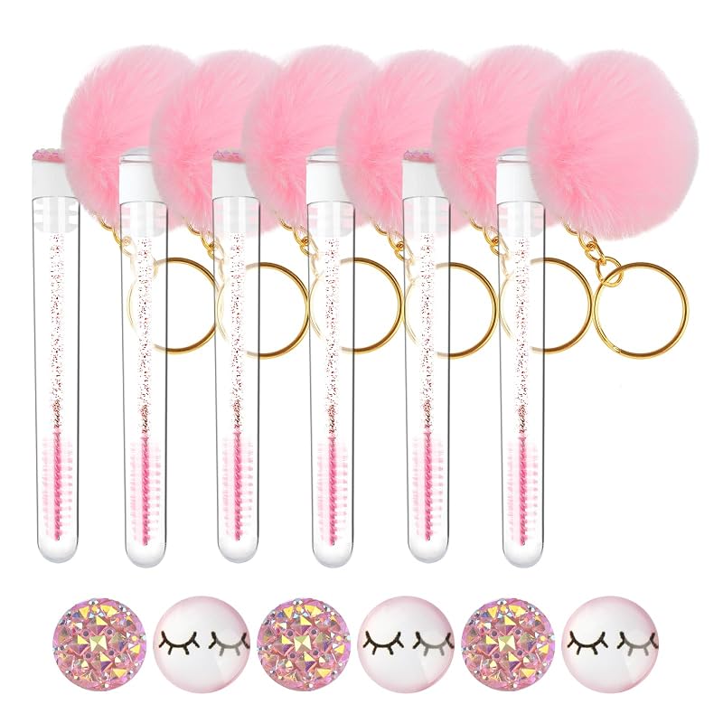 Kit com 24 escovinhas para cílios e 24 tubos vazios com chaveiro de diamante myaokue-up, 48 unidades