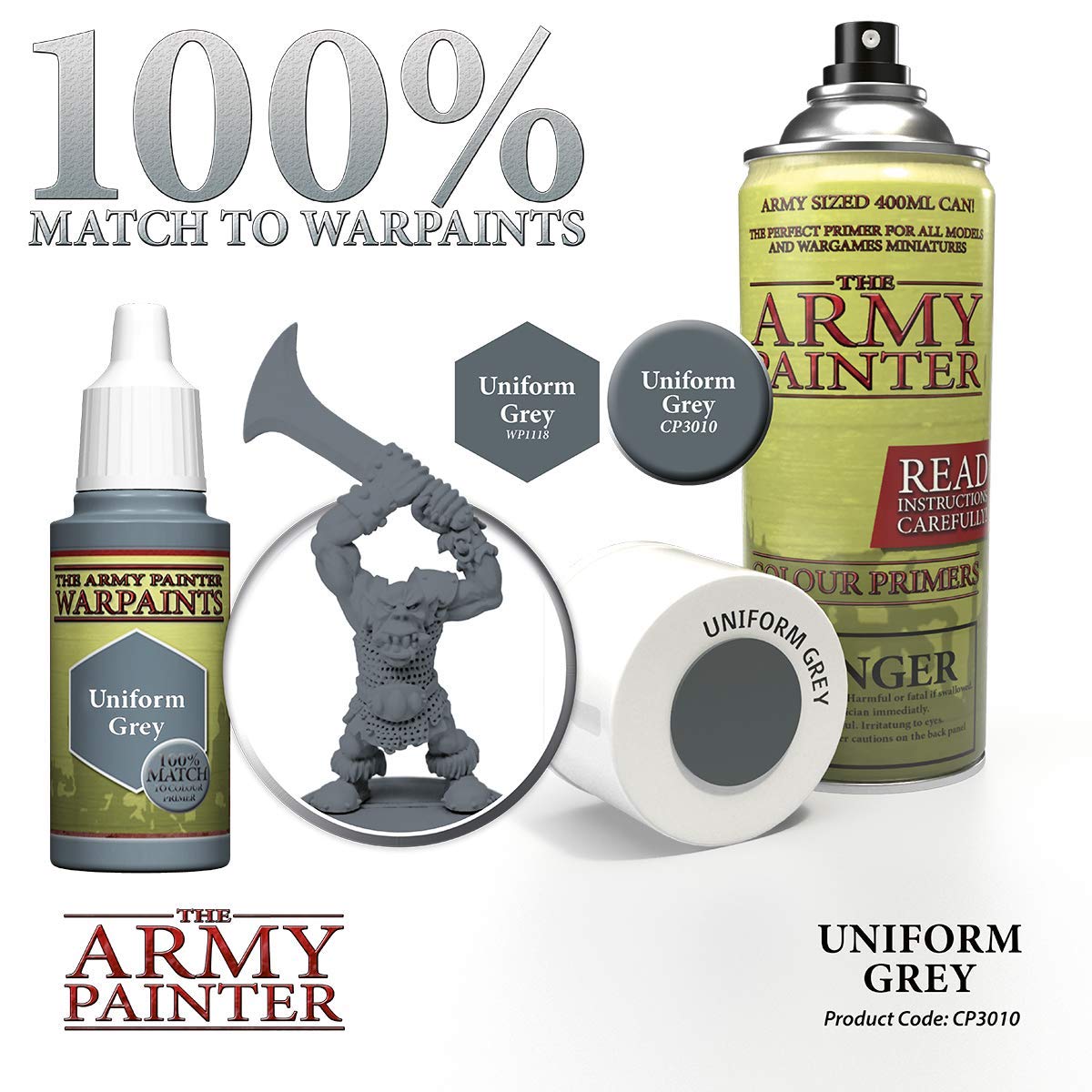 The Army Painter Color Primer Spray Paint, Uniform Grey, 400ml, 13.5oz