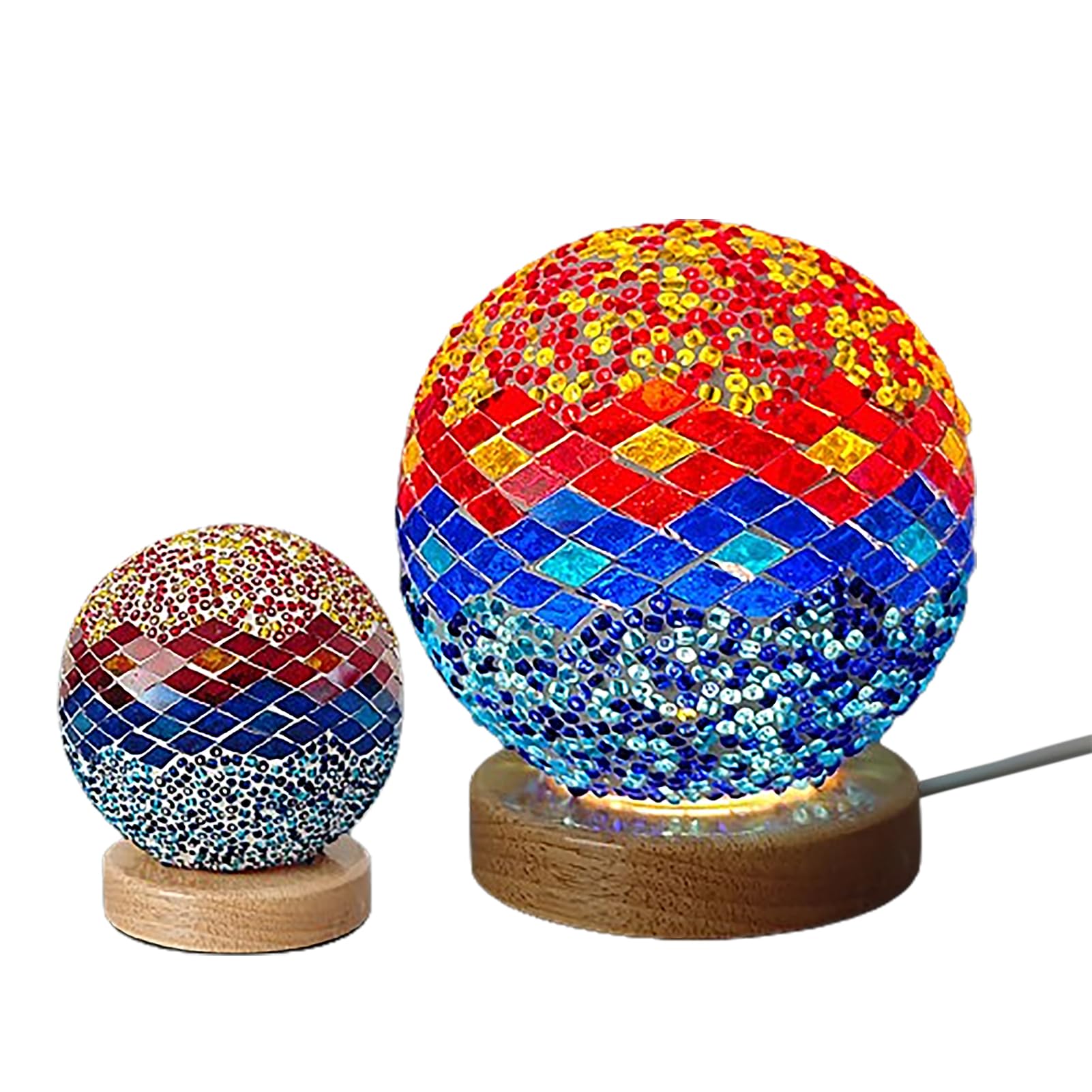 Bohemian Style Table Lamp Night Light Wooden Base Glass Lamp Bohemian Night Light Retro and Stylish Moroccan Night Light Bohemian Decor for Home Living Room Bedroom