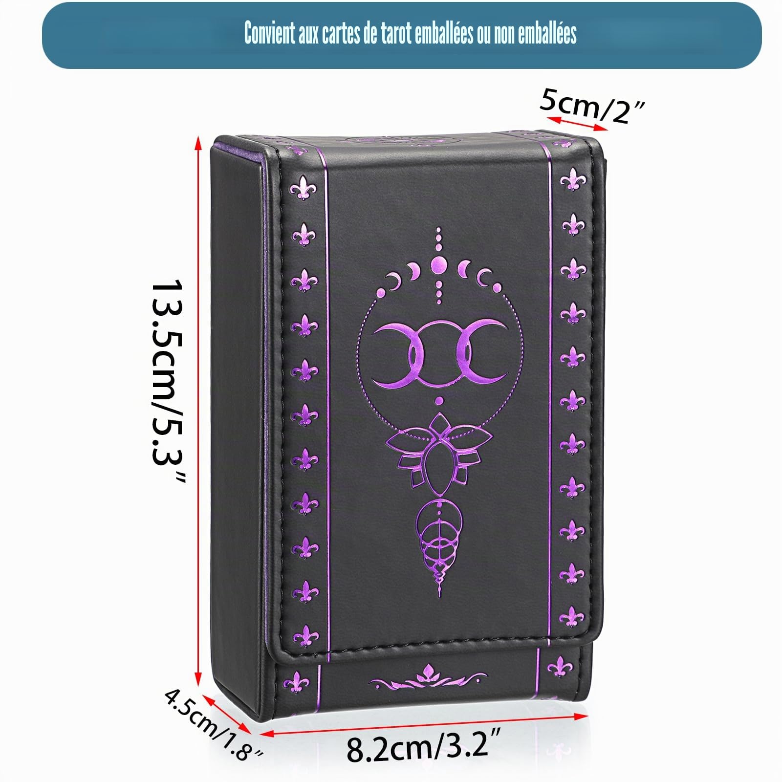 Boîte de protection universelle en cuir PU pour tarots et cartes Oracle