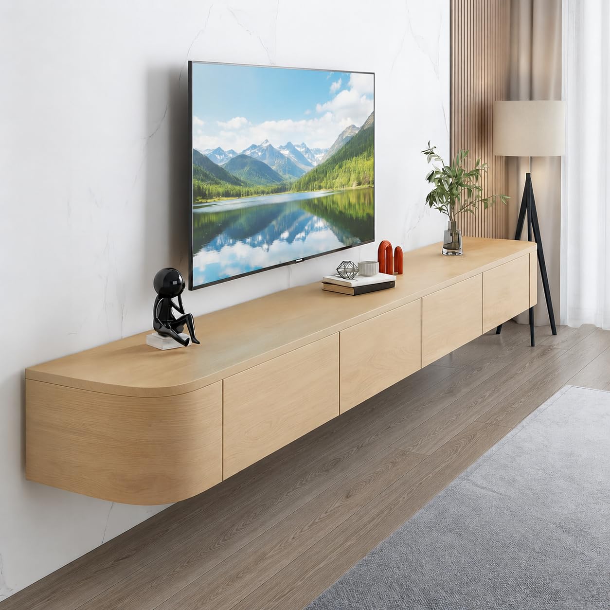 Mueble TV Suspendido, 120-240 cm, Mesa para TV Moderno Mueble para Televisor, Adecuado para La Sala De Estar Y El Dormitorio(220CM)