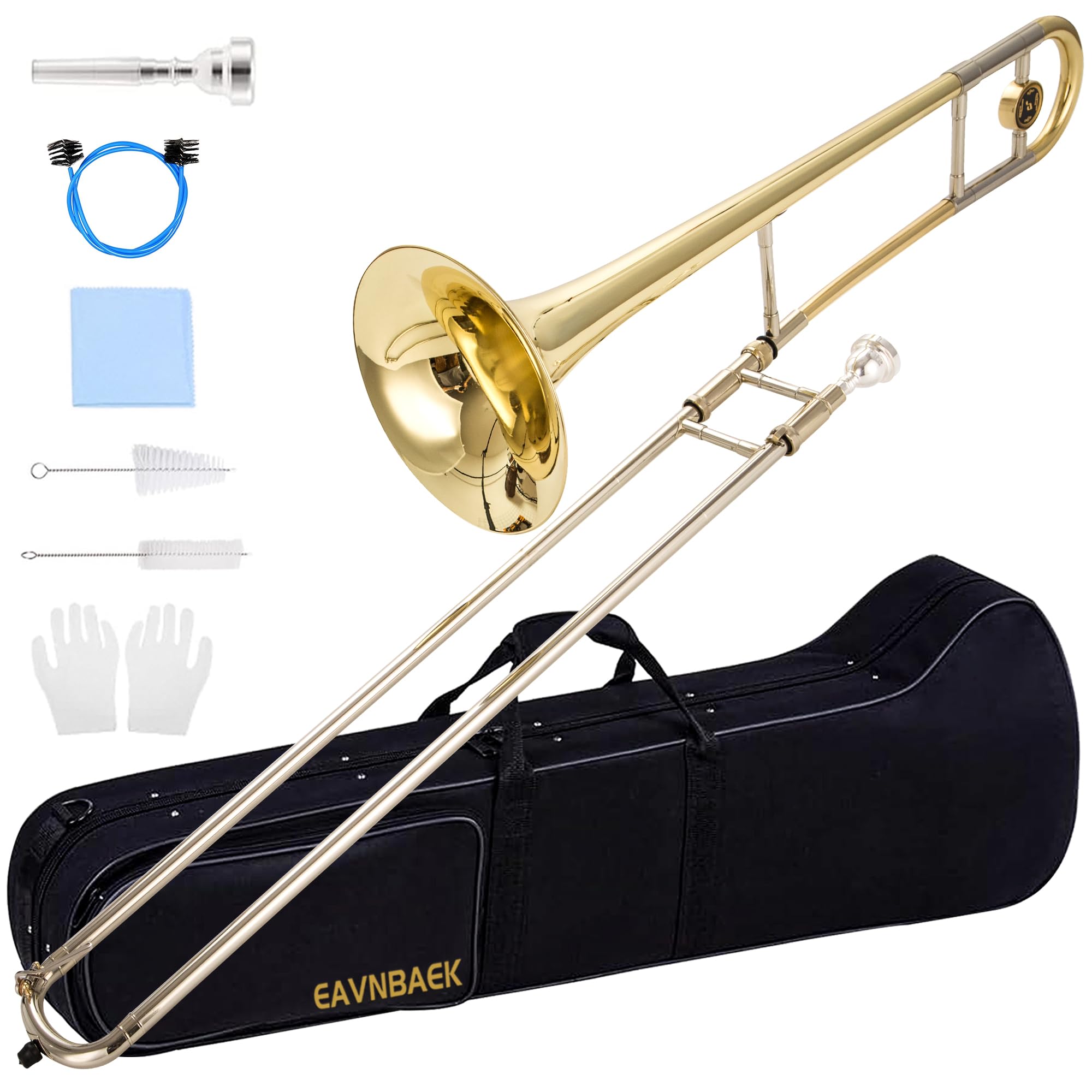 Photo 1 of Eavnbaek Bb Tenor Slide Brass Trombone for Students Beginners Gold