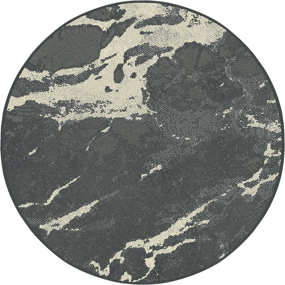 SrS Rugs® Round Circle Large Small Living Room Mat Rug 13 Designs 3 Sizes (Grey Marble, 120cm Circle) — image 1