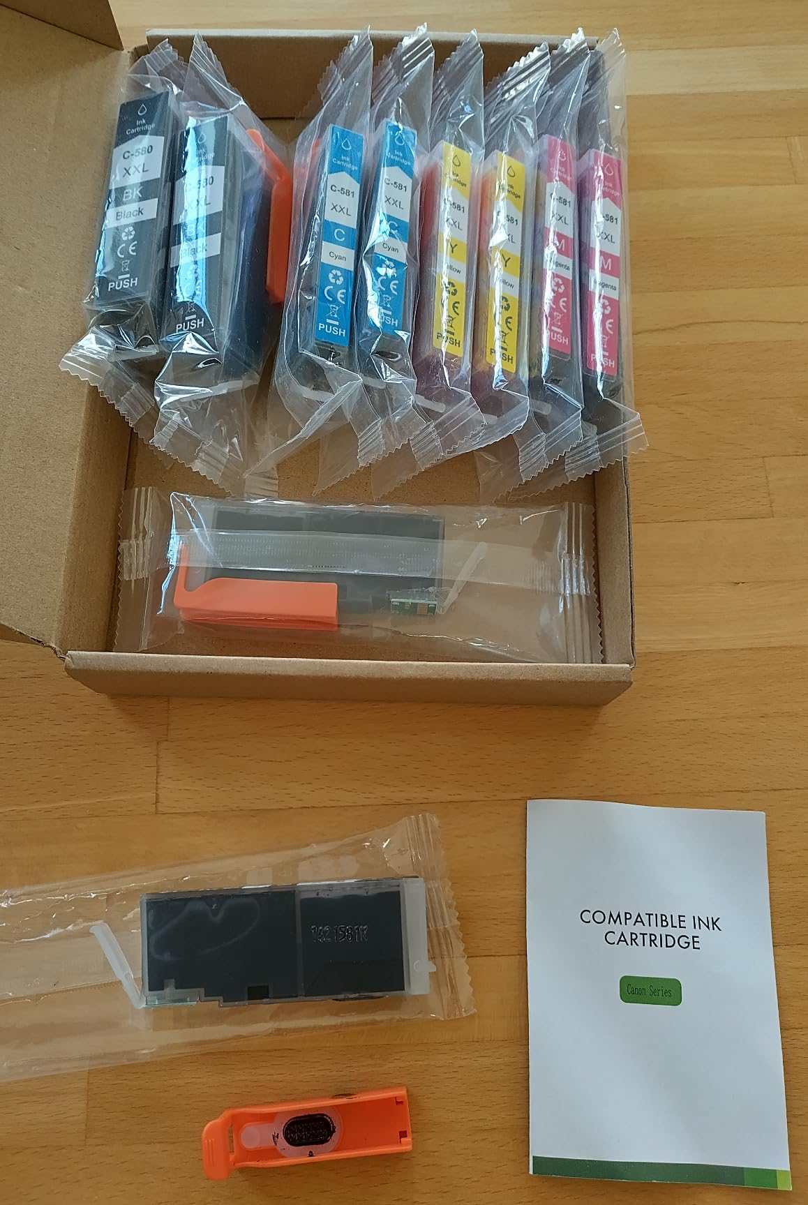 ONLYU PGI 580 XXL CLI 581 XXL Cartucho De Tinta Compatible Para Canon 580 Para Canon 581 Para PIXMA TS6150 TS6151 TR7550 TR8550 TS6250 TS6351 TS6350 TS6251 (2PGBK 2Negro 2Cian 2Magenta 2Amarillo