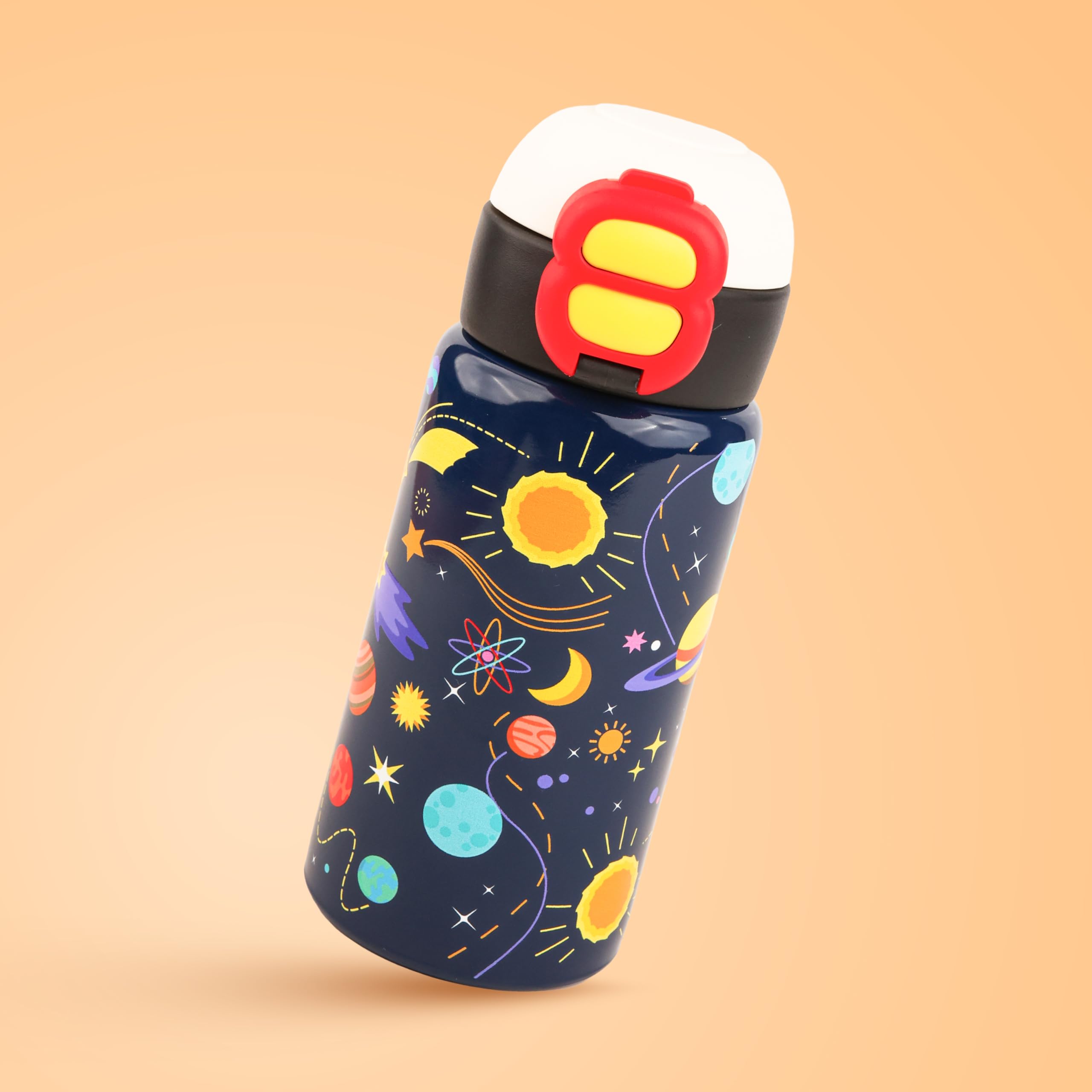 Kids Water Bottle - Water Bottles for School - Dualcap Sipper WaterBottle for Kids - Waterbottle for Girls and Boys, Stainless Steel 316, Spill-Proof, BPA-Free, Perfect for School and Play, Space