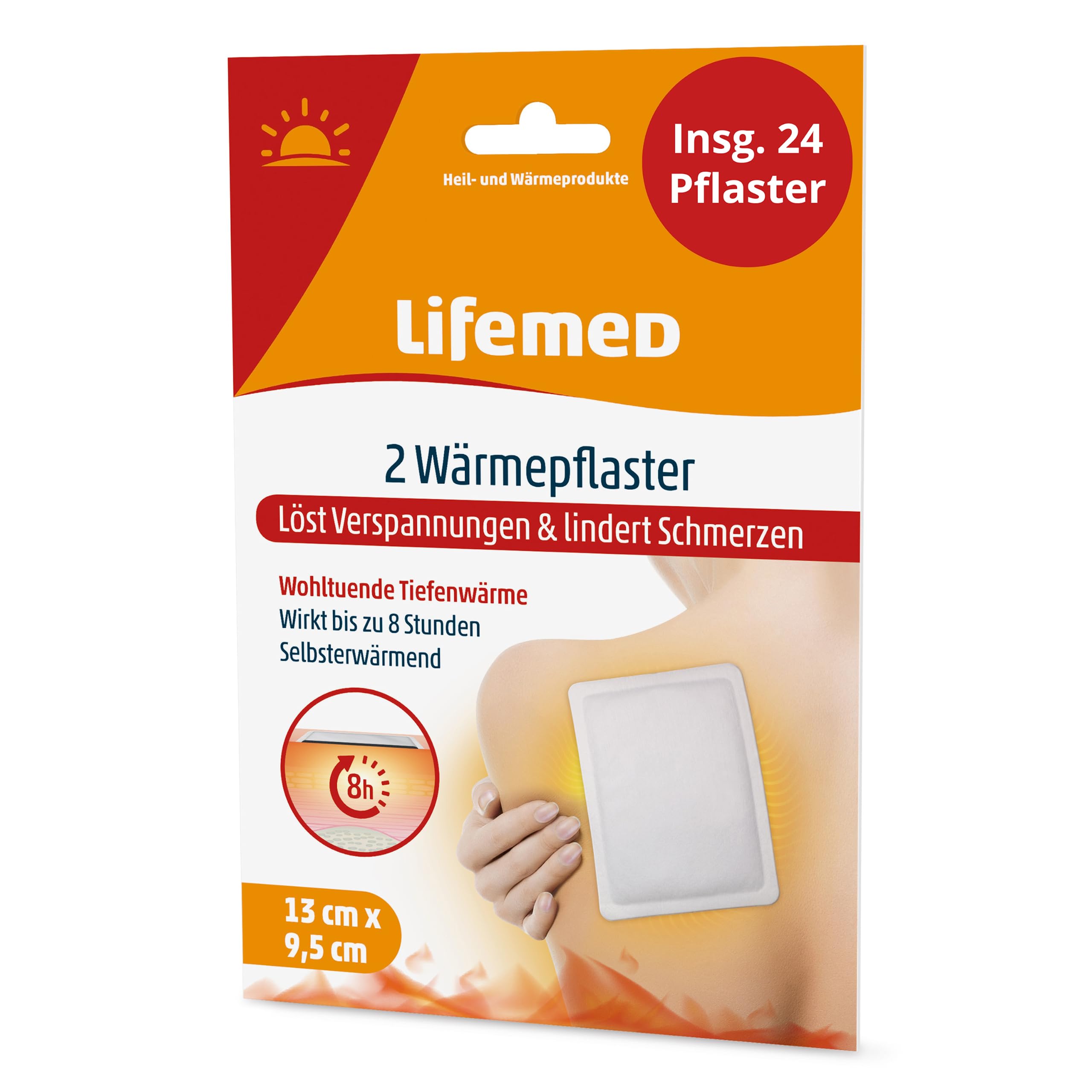 Lifemed Wärmepflaster, ohne Arzneiwirkstoff, Schmerzlinderung für Rücken, Nacken, Schultern, Menstruationsbeschwerden. Pflaster Wärmekissen Rückenwärmer Nackenwärmer, Nierenwärmer, Wärmegürtel