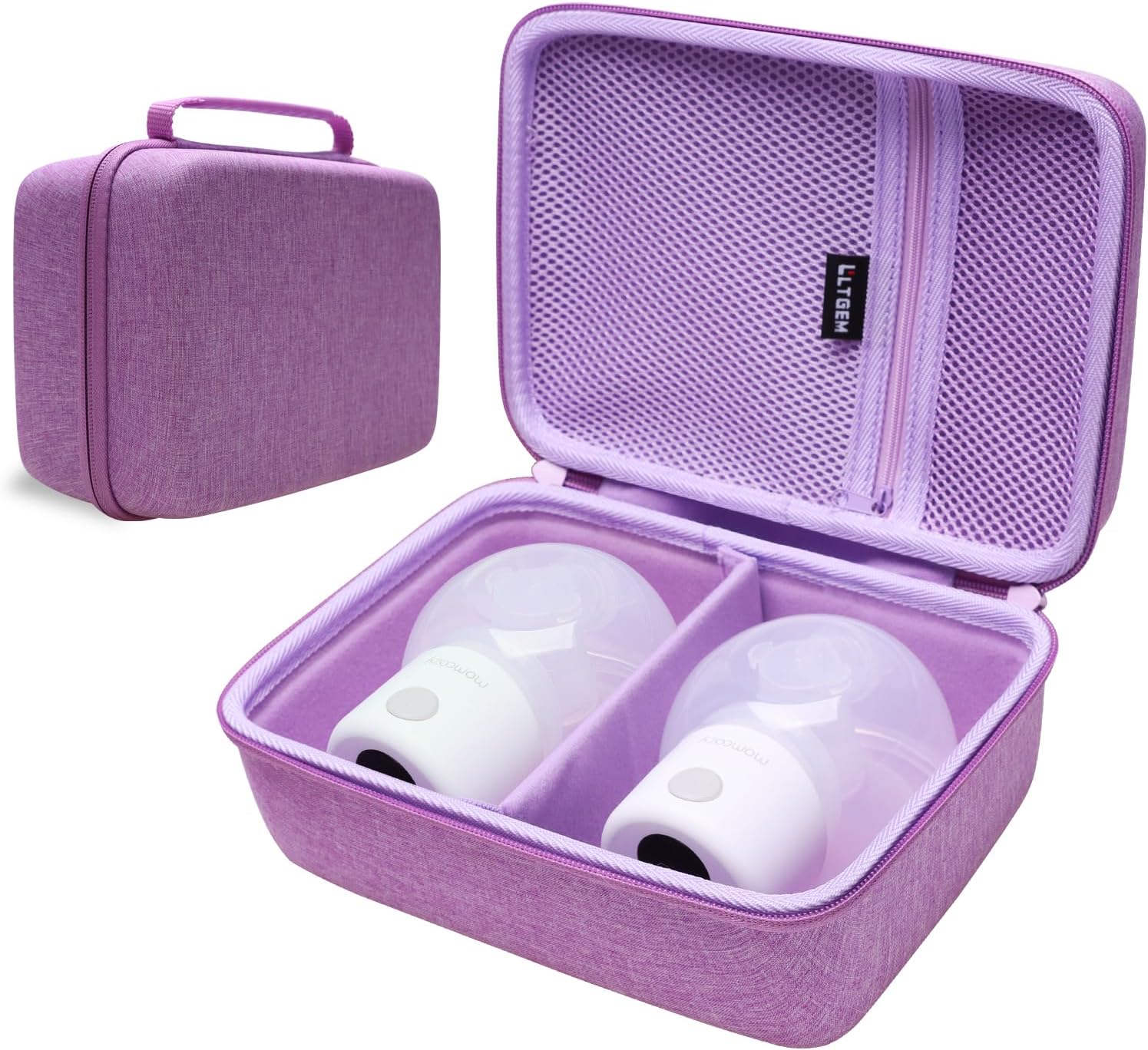 LTGEM Breast Pumps Carrying Bag Case Compatible with 2pcs Momcozy S12 Pro / S12Pro / S9 / M5 / All Momcozy Wearable Breast Pump Suitable, Breast Pump Small Storage Case(Purple) Wearable Breast Pump Case*2 Purple