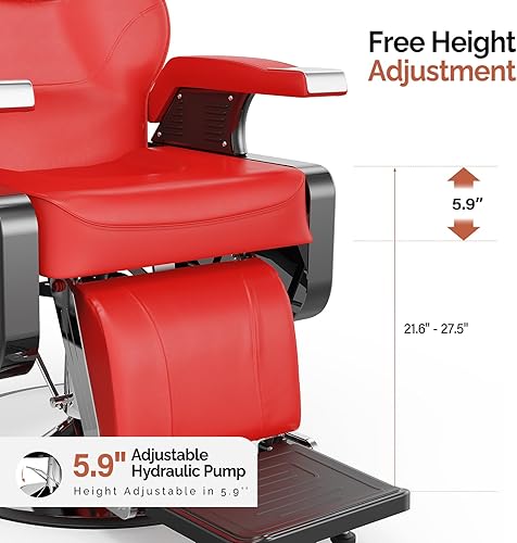 Miniatura 5 de OmySalon Silla de peluquería reclinable, silla de salón para estilista resistente, asiento ancho giratorio de 360 grados, silla multiusos para