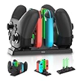 Controller Charger Dock for Nintendo Switch – 6 in 1 Charging Station for 4 Joy-Cons & 2 Pro Controllers, LED Indicator, Quick USB Charging, Not Compatible with Switch 2 Joycon