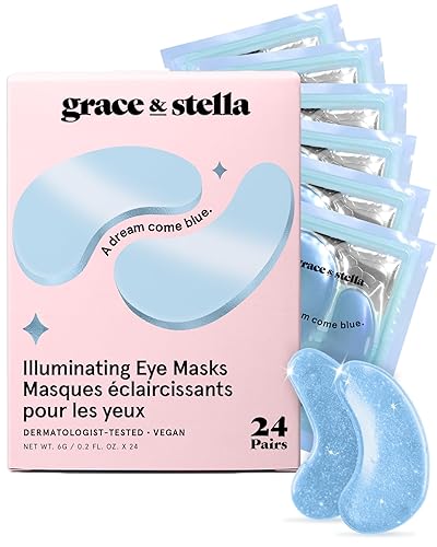 grace & stella Award Winning Under Eye Mask - Gifts for Her - Reduce Dark Circles, Puffy Eyes, Undereye Bags, Wrinkles - Gel Under Eye Patches, Vegan Cruelty-Free Self Care (24 Pairs, Blue) - Blue (24 Pairs)