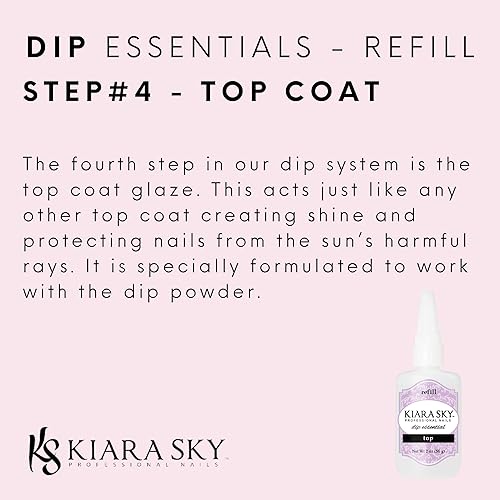 Miniatura 25 de Kiara Sky Dip Manicure Liquid Essentials Bundle Pasos 1-4 (BOND, BASE, SEAL PROTECT, TOP COAT)