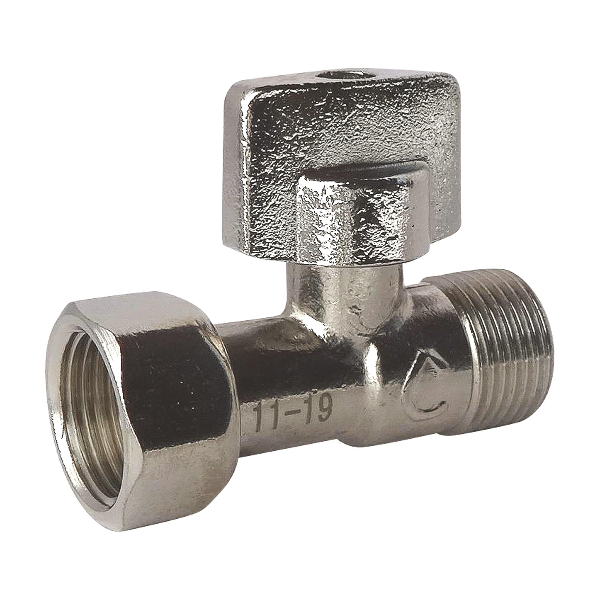 Somatherm C624 Flush Valve Straight 1/4 Round M12/17 Nickel-Plated Brass, Grey, Gray