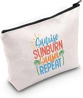 TSOTMO Sunshine Beach Survival kit Makeup Bag Summer Gift Country Music Gift Sunshine Sunburn Sunset Repeat Cosmetic Bag Vacation Summer Gift for Women (C.Sunset)