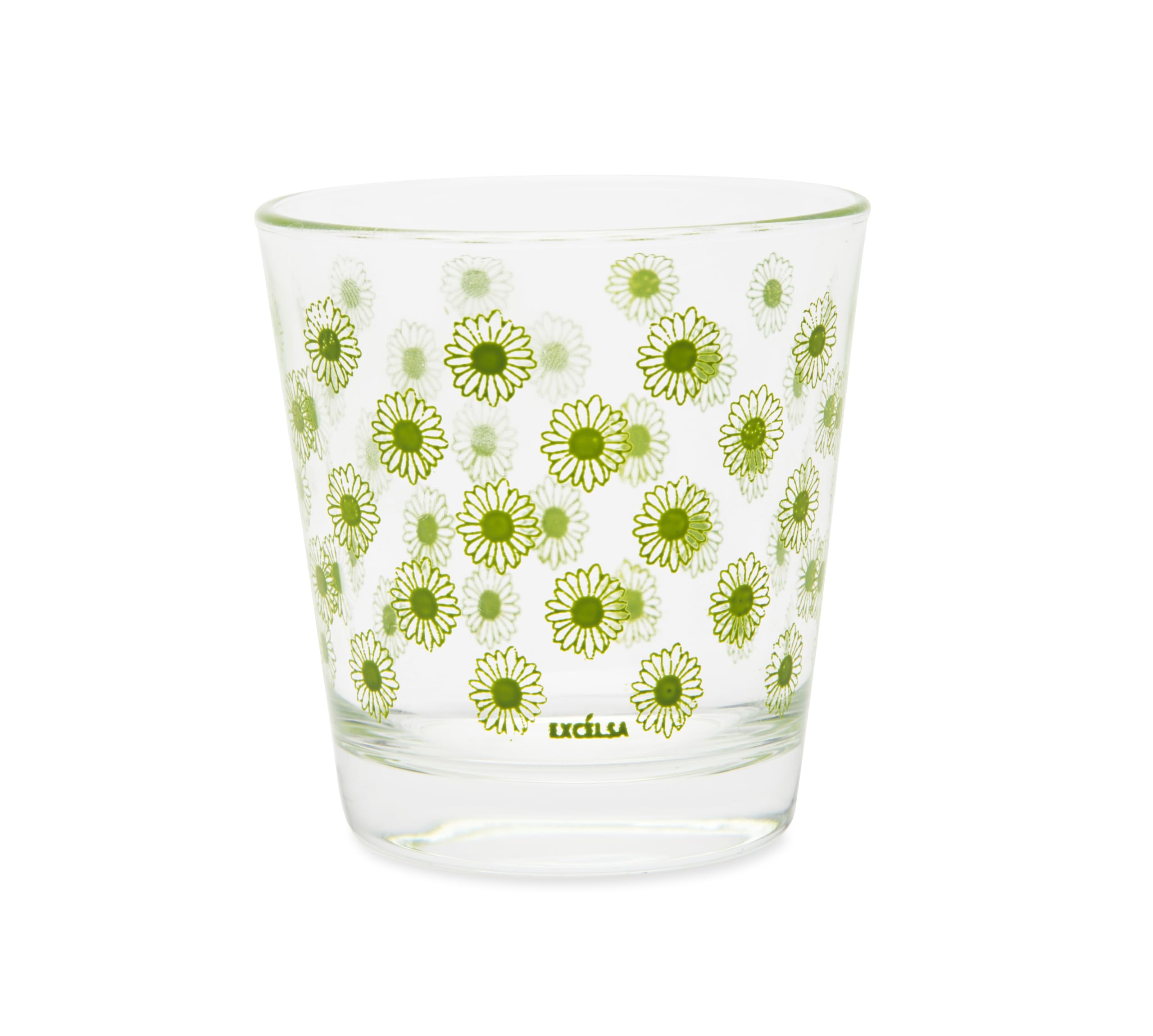 Vasos de cristal con margaritas verdes Excelsa Enjoy para renovar los vasos de hogar diario