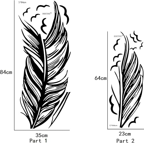 Miniatura 8 de BIBITIME Pegatinas de pared grandes con plumas voladoras de pájaros, calcomanías de vinilo para decoración moderna de habitación (bricolaje 34.6 x