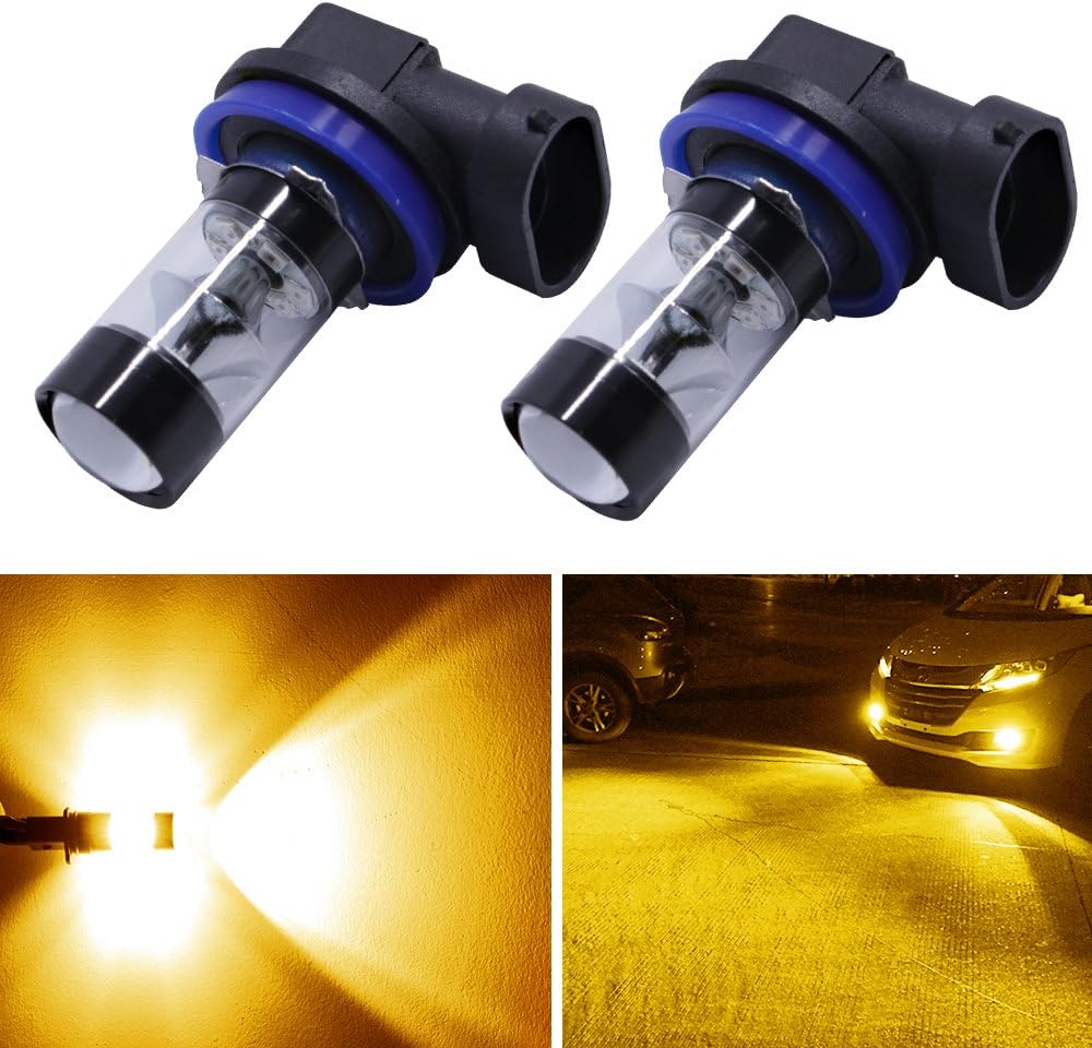Renico 2x Lighting H8 H11 H9 9005 P13W PSX26W High Power 80W Extremely Bright 6500K LED Lights Bulbs for Car Fog Lights Lamps Replacement (H11, Yellow)