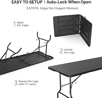 Amazon.com: VINGLI 6 Foot Plastic Folding Table Portable Long