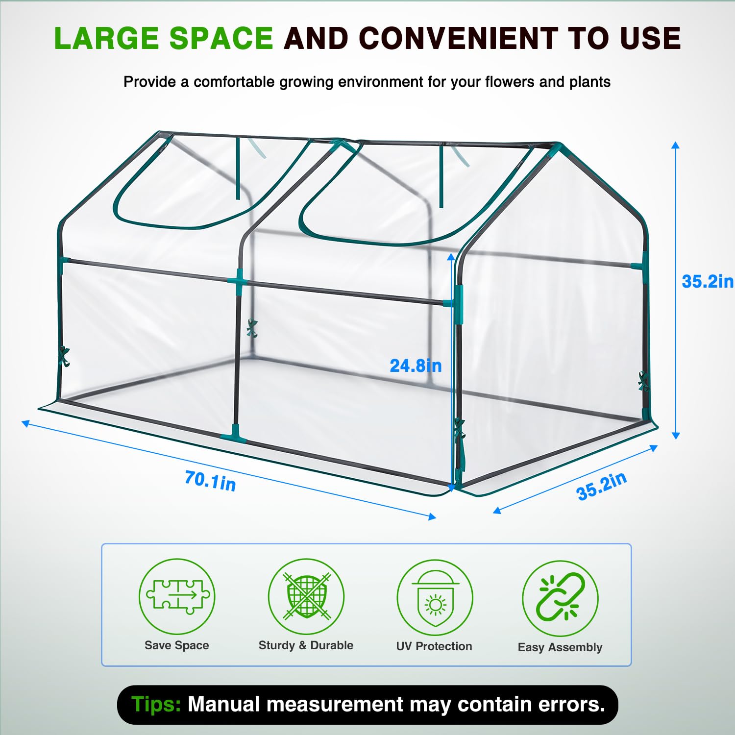 Yesker Mini invernadero portátil 180,3 x 91,4 x 91,4 cm para interiores y exteriores con cubierta de PVC, juego de invernaderos compacto para jardinería, balcón, terraza, exterior y protección vegetal