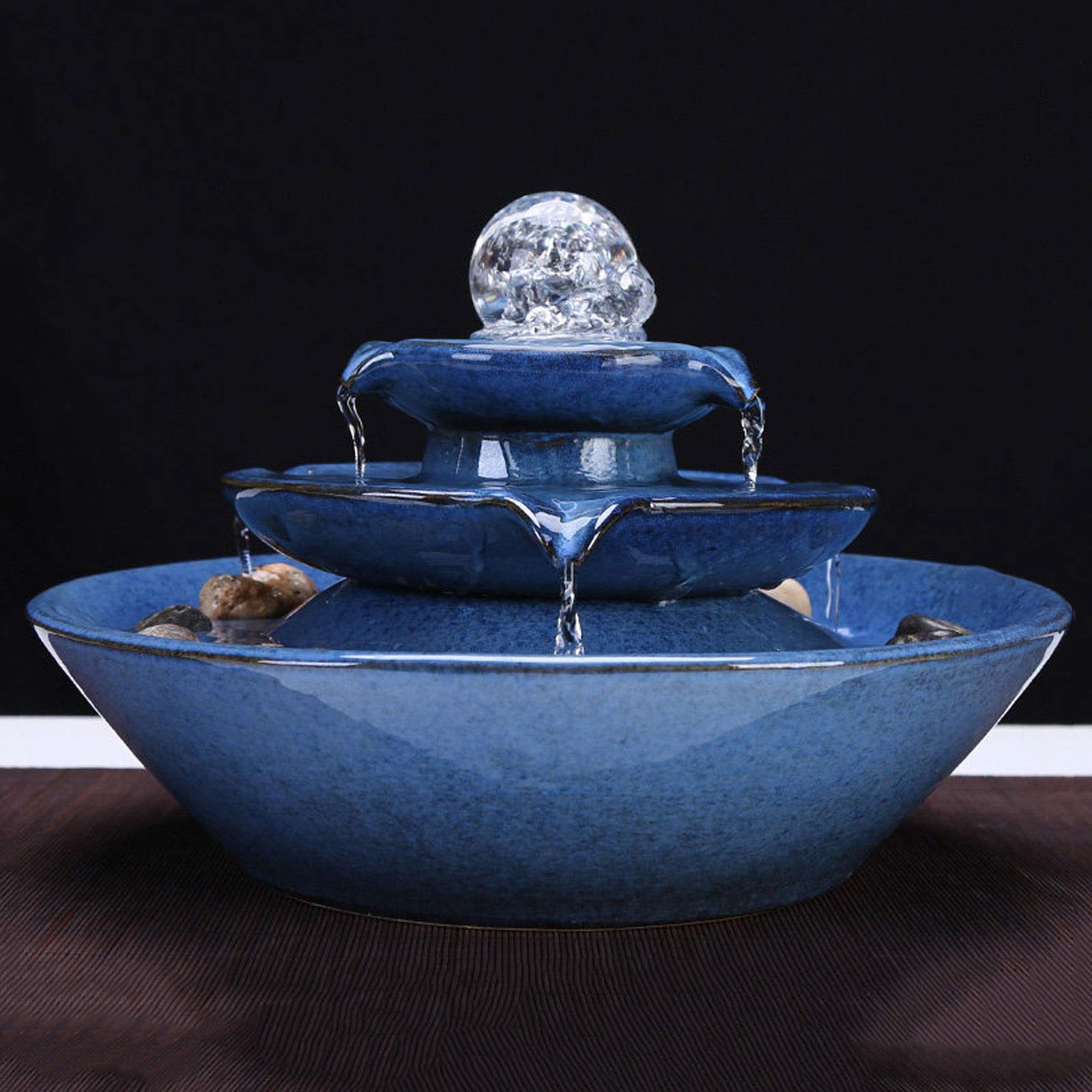 Arte Decorativa Creativa Desktop Fontana Umidificatore A Cascata Acqua Che Scorre Acqua Interna in Ceramica Fontana Waterscape Decorazione Regalo ， Figurina Ornamento Blu Good