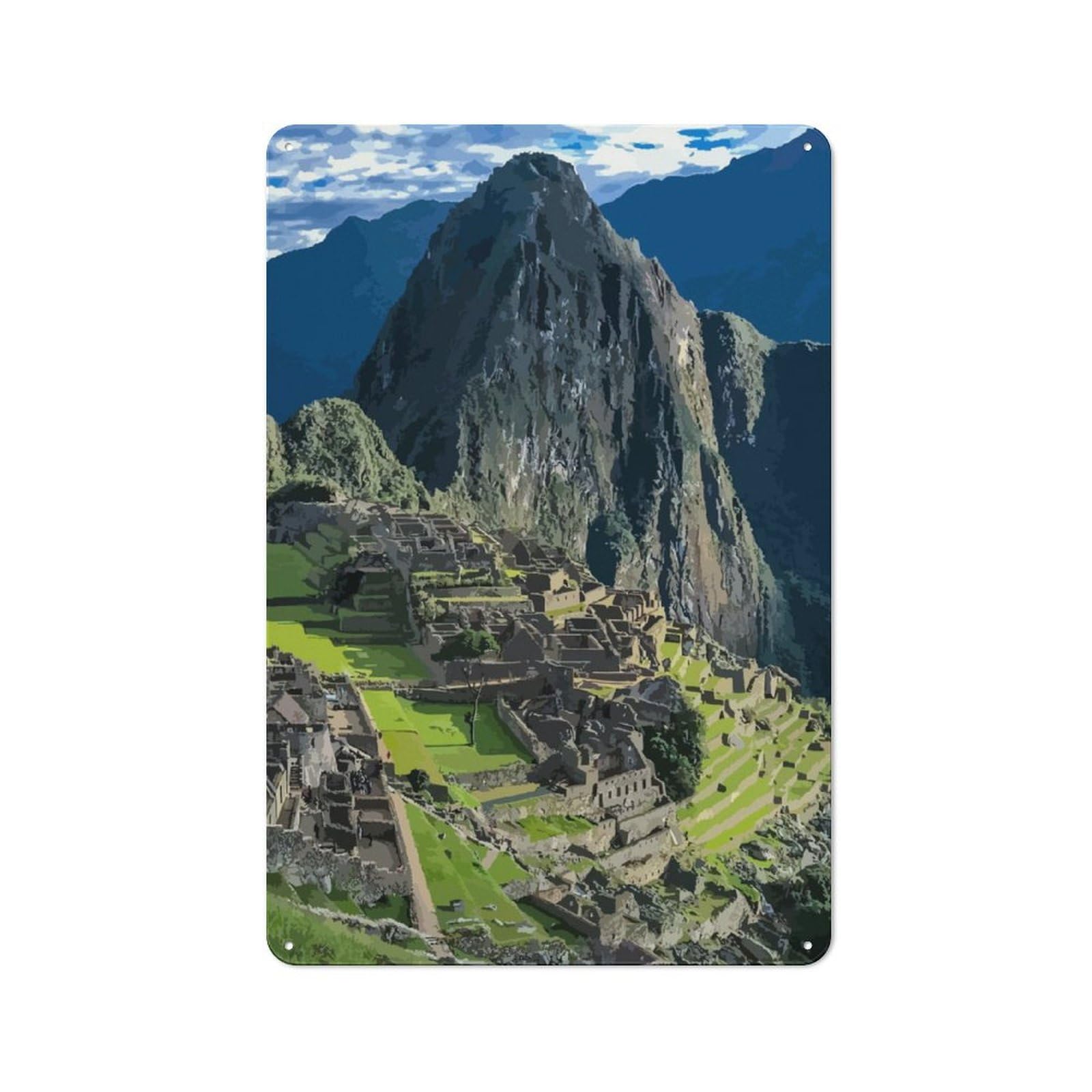 Junmoney Machu Picchu Peru Metal Plaque 30X20cm With For Garage Wall, Vintage Decor, For Vintage Wall Decor Fans, For Metal Sign Collectors