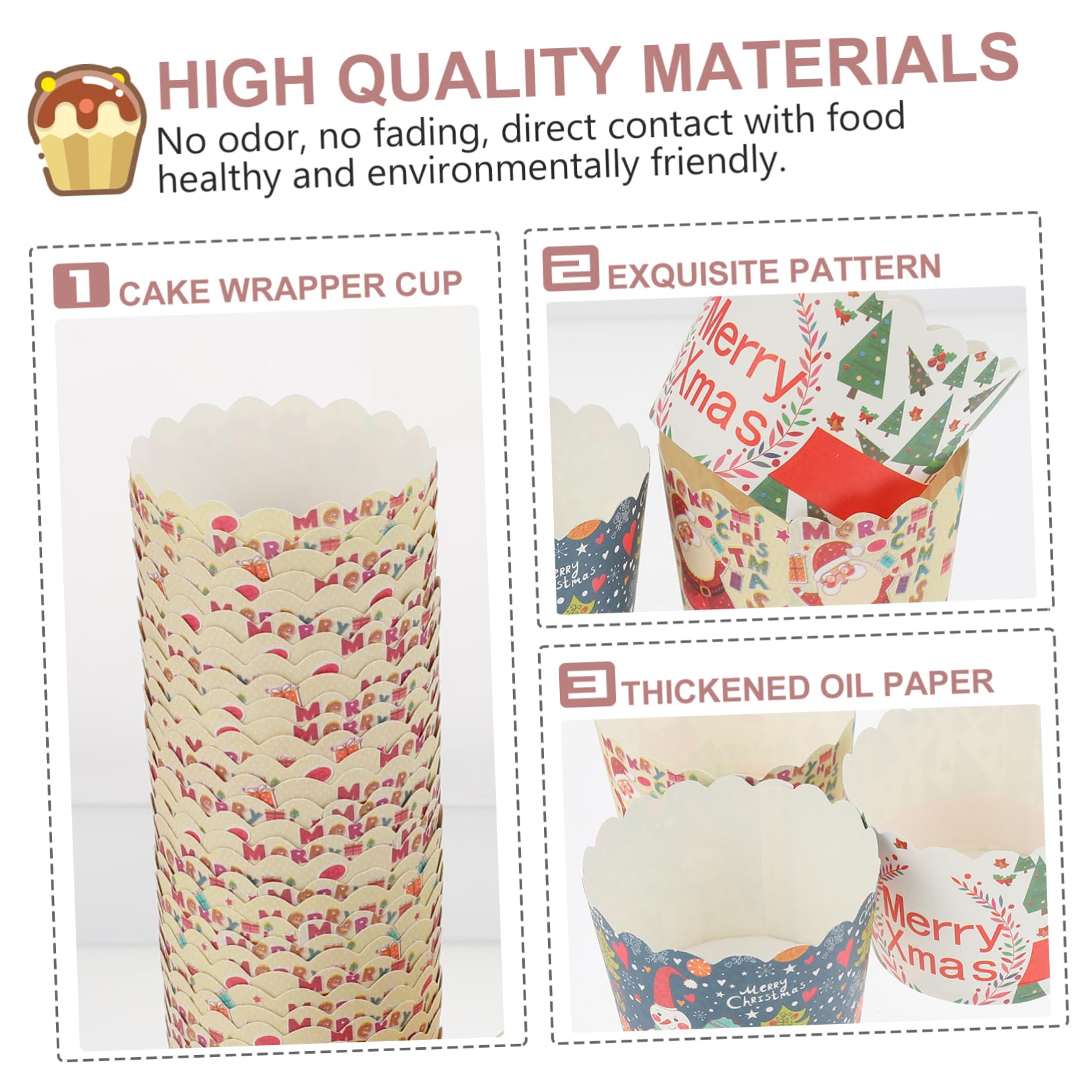 Cabilock 3 Sätze Weihnachtskuchenbecher Papierbecher Abschluss Cupcake Förmchen Backzubehör Backbecher Mit Deckel Mini Cupcake Behälter Cupcake Förmchen Goldene Muffin 150 Stück * 3