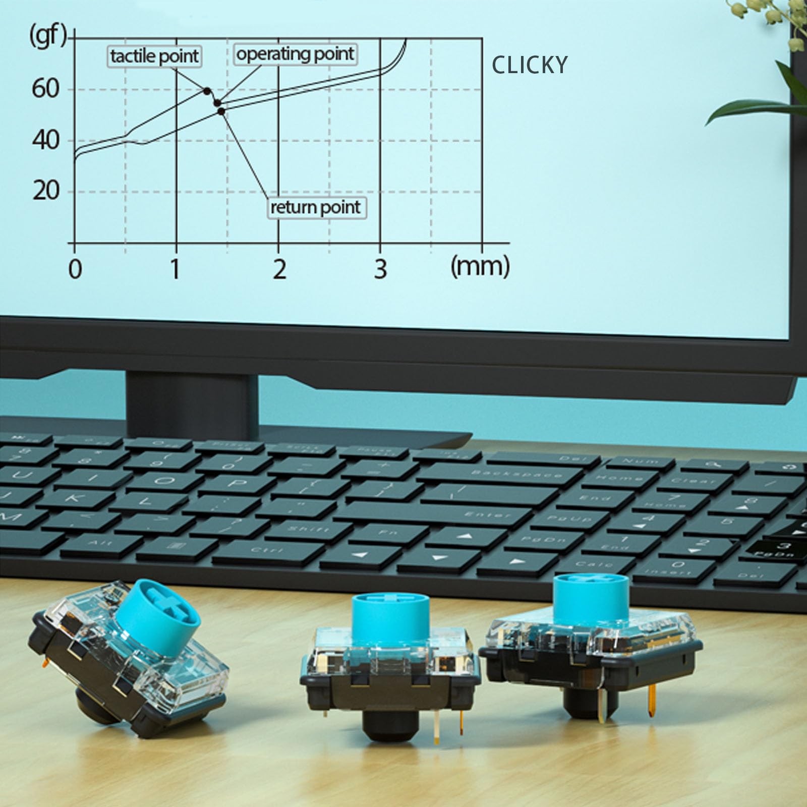 Amazon | Kailh Choc V2ロープロファイルスイッチブルークリッキー、4